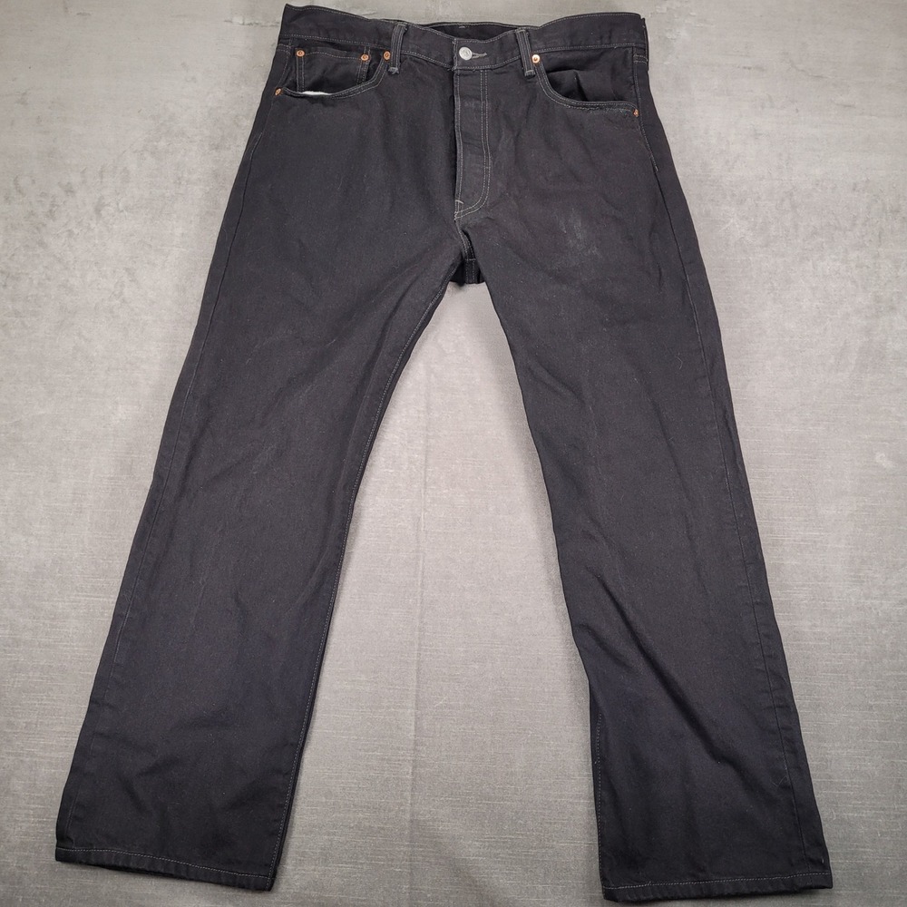 Levi's 501 Button Fly Y2K Vintage Straight Jeans Black Denim Mens Size‎ 38 x 30